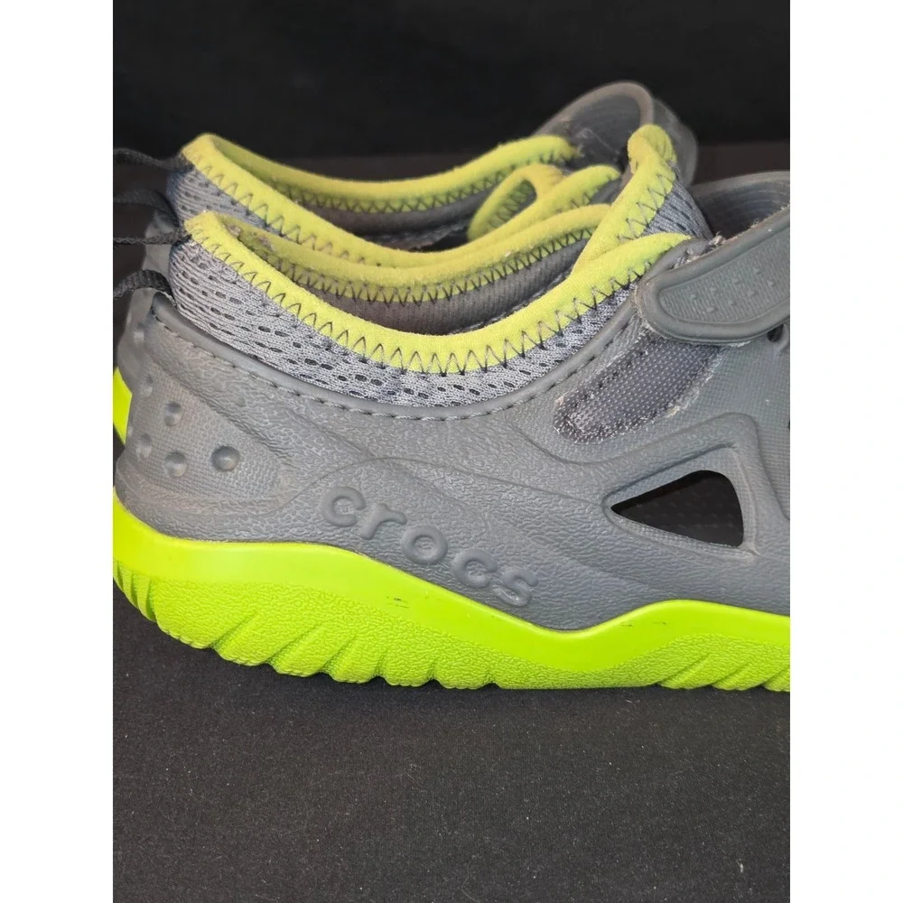 Kids Crocs Water Shoes Sandals Gray Lime‎ Green Size J3 Clogs